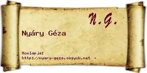 Nyáry Géza névjegykártya